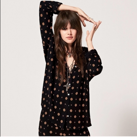 FREE People Intimately Medallion Print Button down shirt - Picture 1 of 12